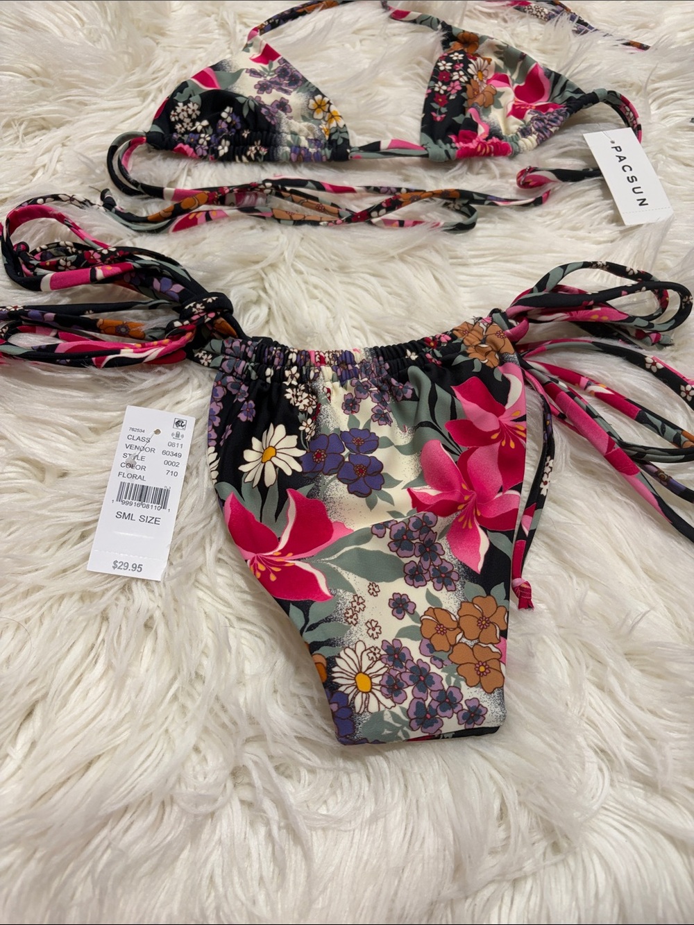 PacSun Pink Multi Floral Tie-Side Bikini - Picture 3 of 12